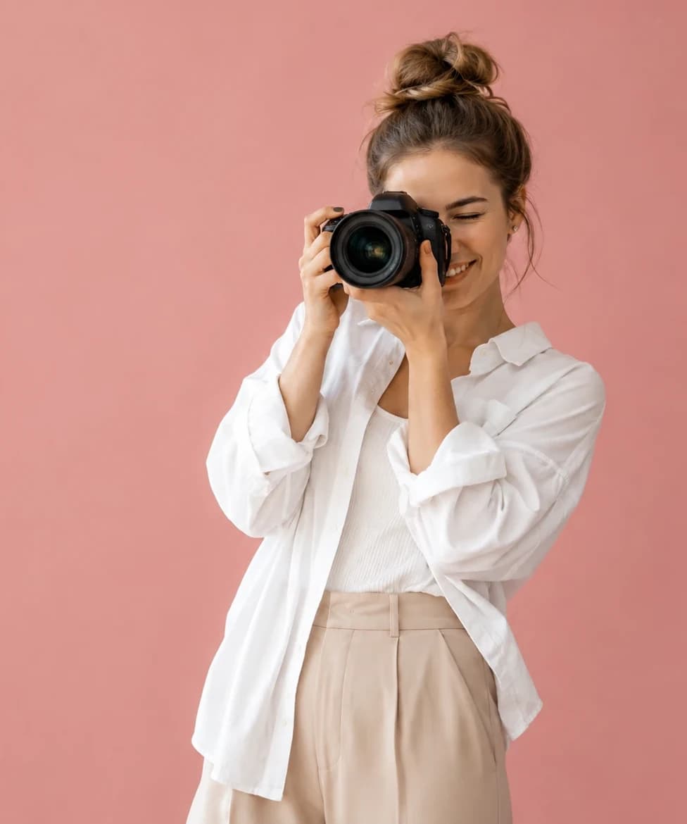 Een fotograaf kijkt door de zoeker van zijn camera