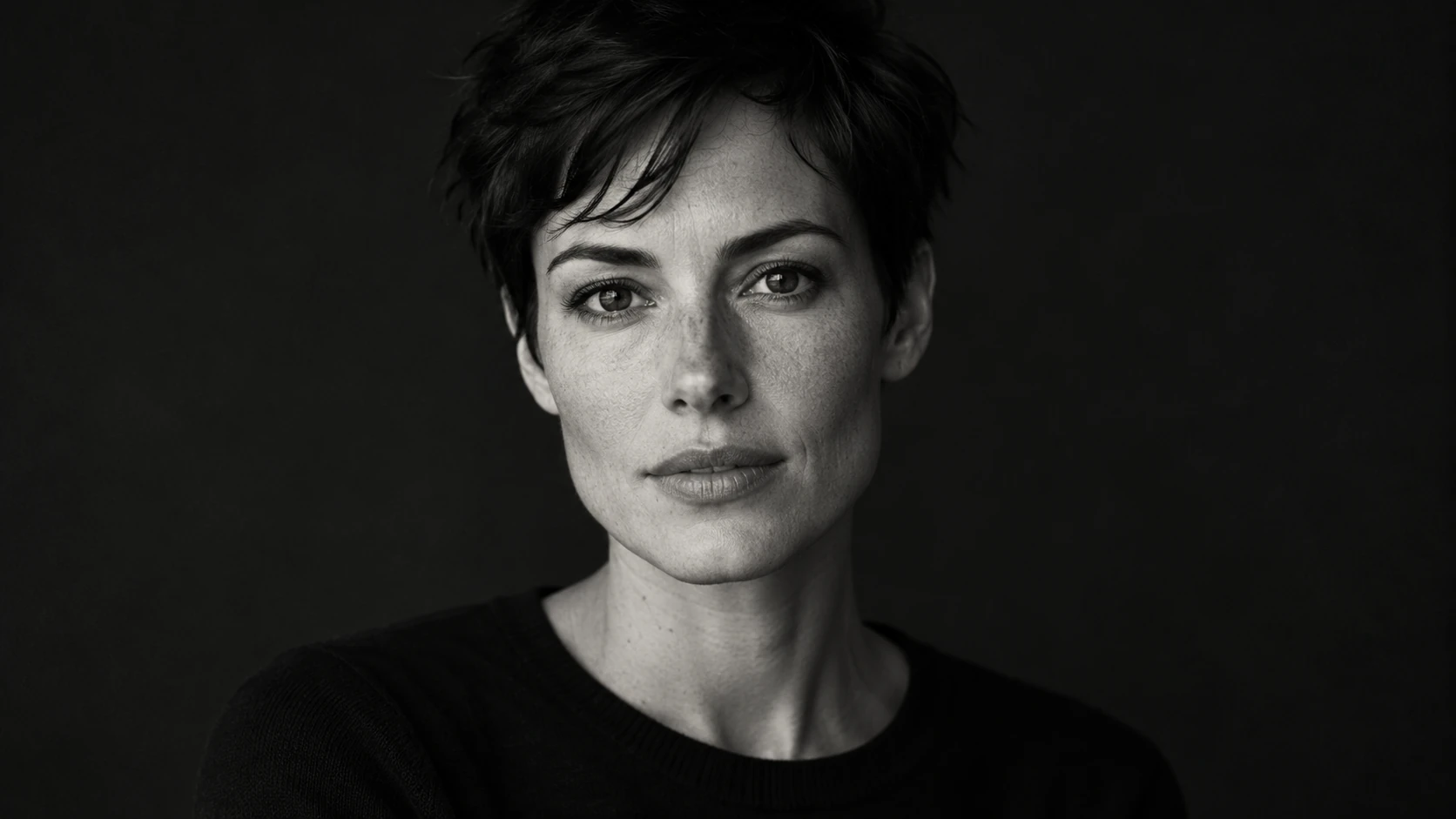 Zwart-witportret van een creatieve maker in haar studio